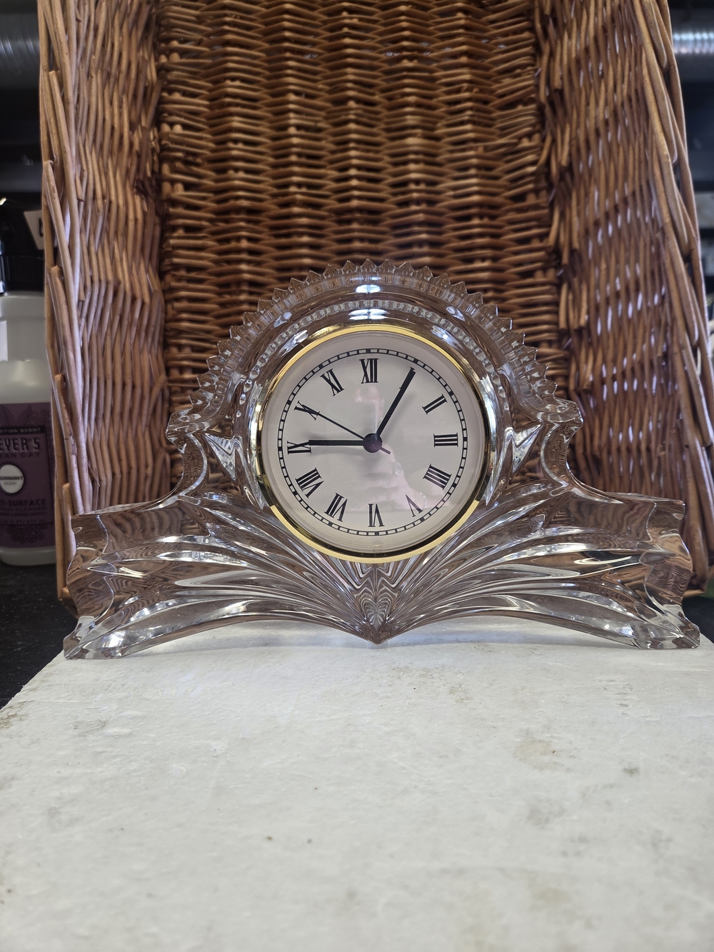 Lead Crystal Mantel Clock - Clear Glass Decorative Clock